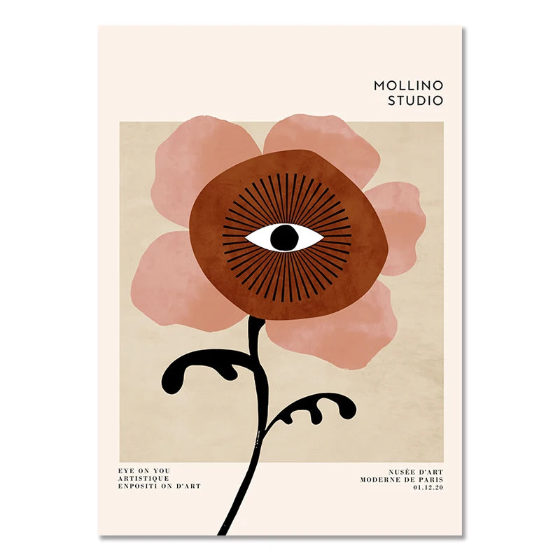 Abstract Lemon Flower Eye Orange Vintage Plant Wall Art Canvas Painting Posters and Prints Wall Pictures for Living Room Decor