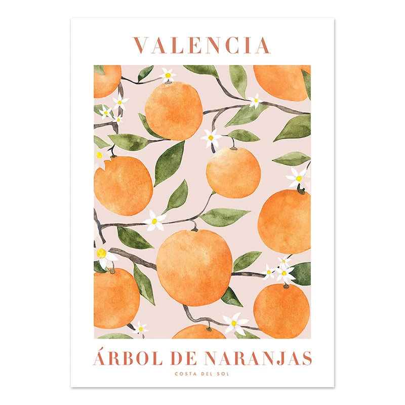 Abstract Lemon Flower Eye Orange Vintage Plant Wall Art Canvas Painting Posters and Prints Wall Pictures for Living Room Decor